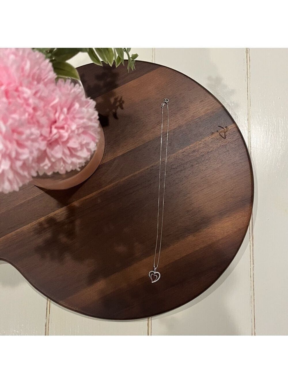 Paris Jewelry Sterling Silver Double Heart Necklace – 18” Chain – Dainty